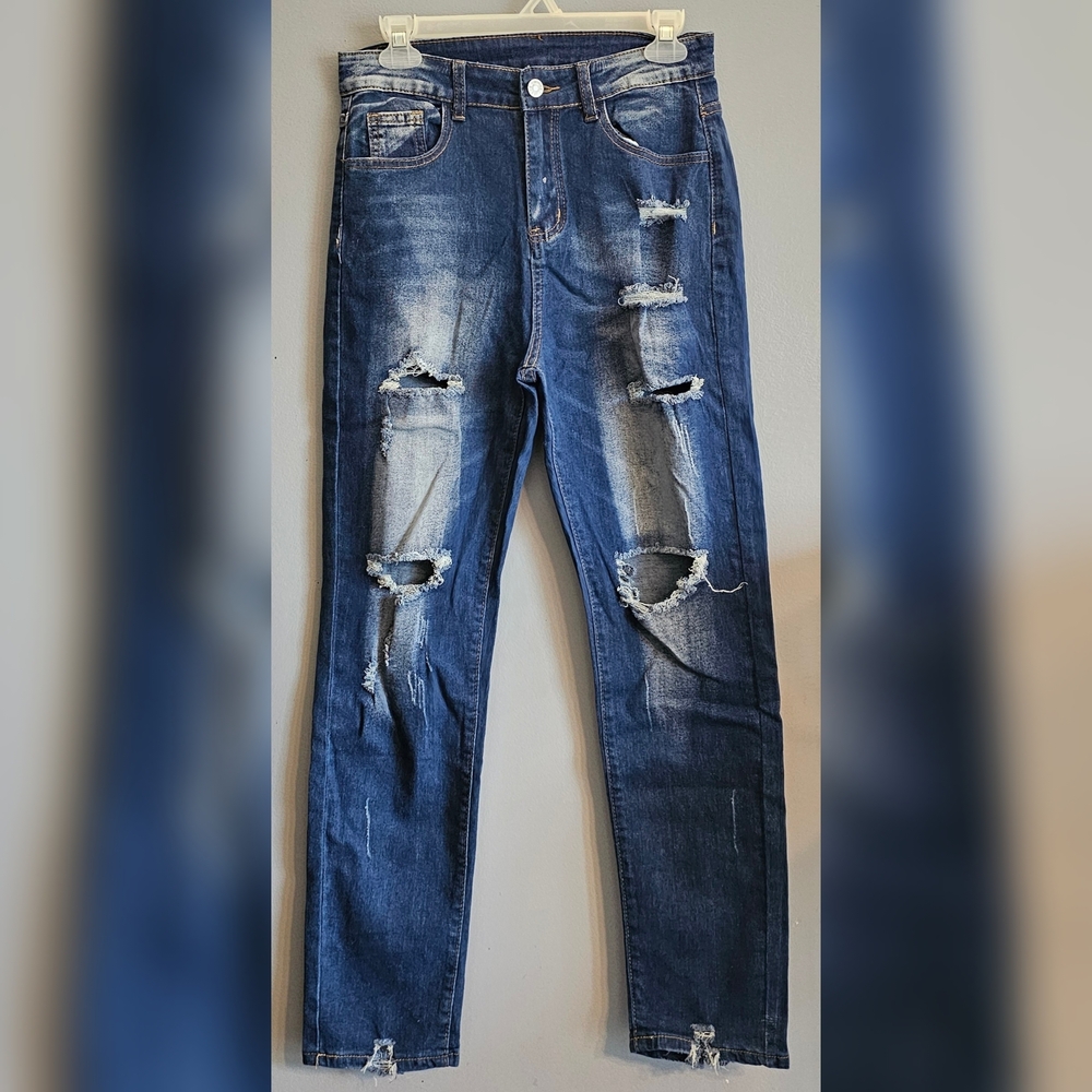 SHEIN Distressed Blue Jeans